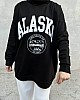 Alaska Baskılı Sweatshirt - Siyah