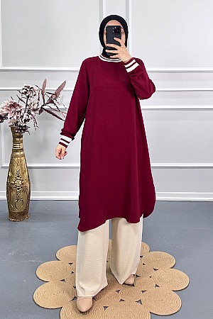 Ribanalı Tunik - Bordo